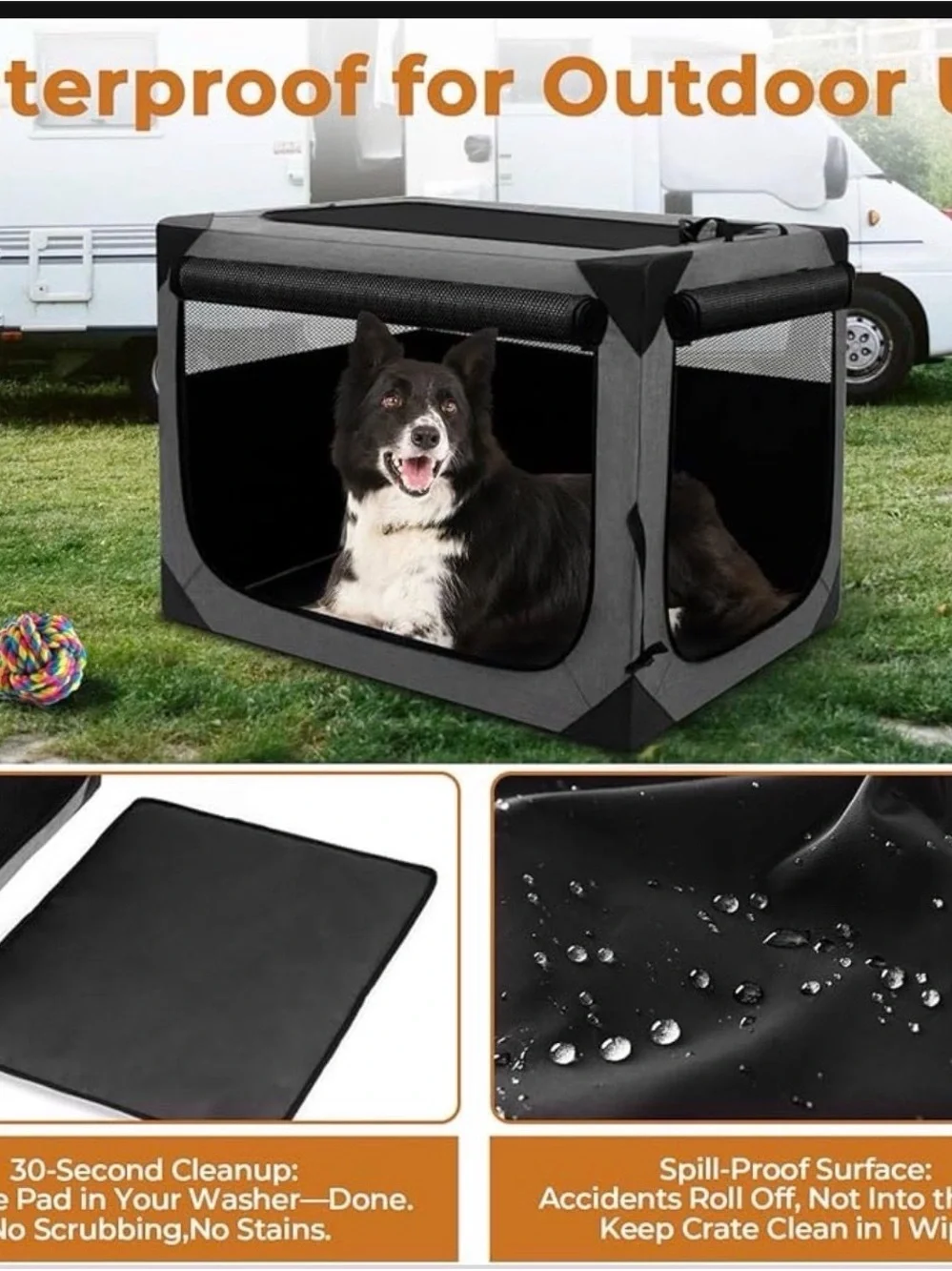 Nottia Folding Portable - SOFT PET - DOG - CRATE CARRIER KENNEL - GRAY